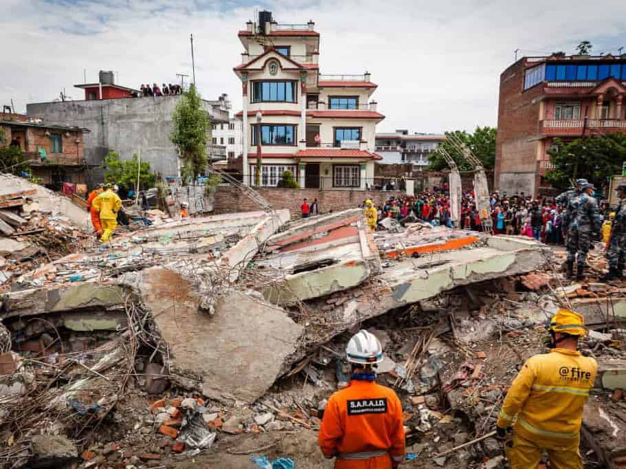 Edificio destruido en Nepal